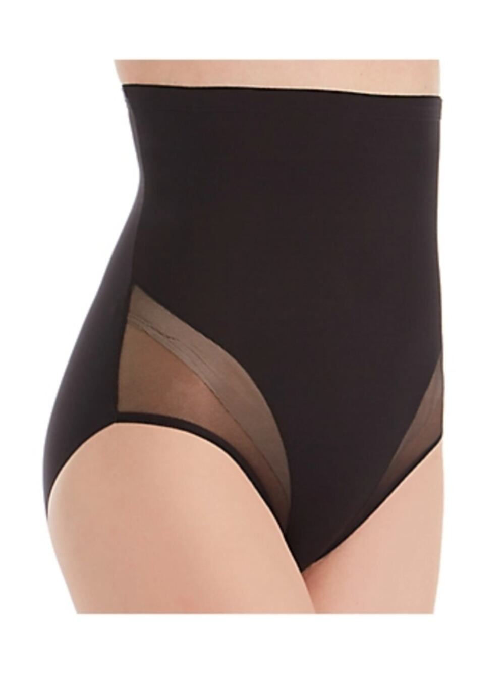 TC Fine Intimates Shaping Brief Womens Sz Small Girl Power Hi Waist Sheer Black